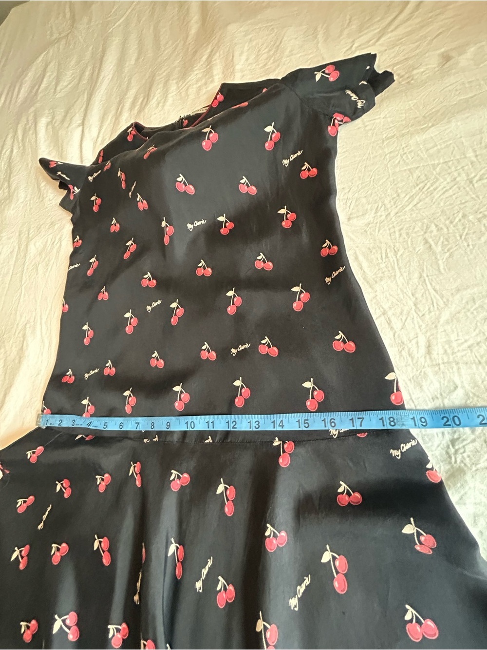 Piamita short sleeve Pippa My Cherie Noir Silk Dress crew neck flounce hem - Picture 10 of 11